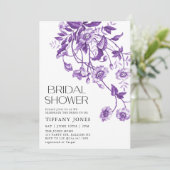 ヴィンテージフランスのトイルパープルフローラブライダルシャワー 招待状 (スタンド正面)