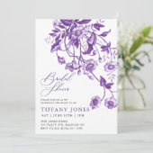 ヴィンテージフランスのトイルパープルフローラブライダルシャワー 招待状 (スタンド正面)