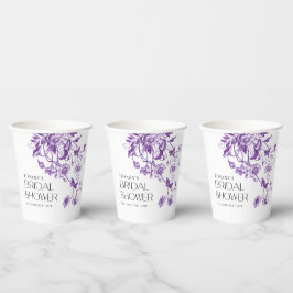 ヴィンテージフランスのトイルパープルフローラブライダルシャワー 紙コップ