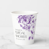 ヴィンテージフランスのトイルパープルフローラブライダルシャワー 紙コップ (正面)