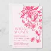 ヴィンテージフランスのトイルピンクフローラブライダルシャワー 招待状 (正面)