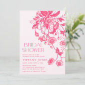 ヴィンテージフランスのトイルピンクフローラブライダルシャワー 招待状 (スタンド正面)