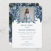 ヴィンテージフランスのトイルフローラブランチとバブリー 招待状 (正面/裏面)