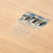 ヴィンテージフランスのトイルフローラ結婚の写真 アクリル招待状 (レイダウン)