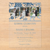 ヴィンテージフランスのトイルフローラ結婚の写真 アクリル招待状 (正面)