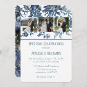 ヴィンテージフランスのトイルフローラ結婚の写真 招待状 (正面/裏面)