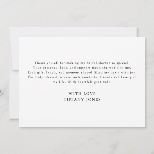 ヴィンテージフランスのトイルブルーフローラブライダルシャワー サンキューカード (裏面)