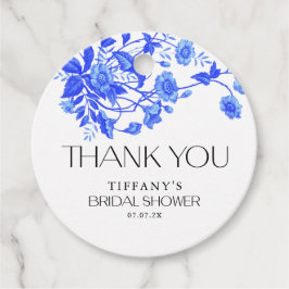 ヴィンテージフランスのトイルブルーフローラブライダルシャワー フェイバータグ