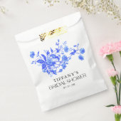 ヴィンテージフランスのトイルブルーフローラブライダルシャワー フェイバーバッグ (封をした状態)