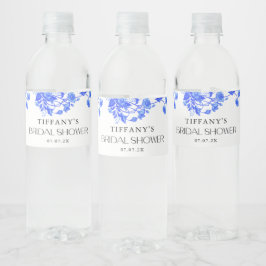ヴィンテージフランスのトイルブルーフローラブライダルシャワー ペットボトルラベル