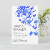 ヴィンテージフランスのトイルブルーフローラブライダルシャワー 招待状 (スタンド正面)