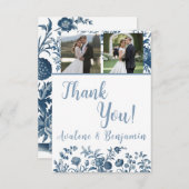 ヴィンテージフランスのトイル結婚フォトのサンキューカード セーブザデート (正面/裏面)