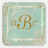 ヴィンテージフランスのトイル&スクリプトカスタムスタンプ スクエアシール (正面)