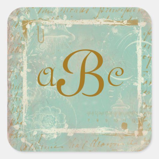 ヴィンテージフランスのトイル&スクリプトカスタムスタンプ スクエアシール (正面)