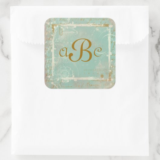 ヴィンテージフランスのトイル&スクリプトカスタムスタンプ スクエアシール (バッグ)