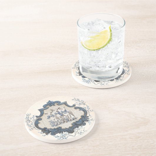 ヴィンテージフランスのトイル | 出生3頭の羊 コースター (側面)