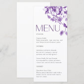ヴィンテージフランスのトワールフローラパープルブライダルシャワー メニュー (正面/裏面)