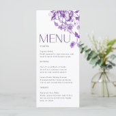 ヴィンテージフランスのトワールフローラパープルブライダルシャワー メニュー (スタンド正面)