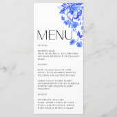 ヴィンテージフランスのトワールフローラブルーブライダルシャワー メニュー (正面)