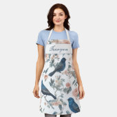 ヴィンテージフランスのハウスモノグラムチノワセリーネイビー エプロン (着用した状態)