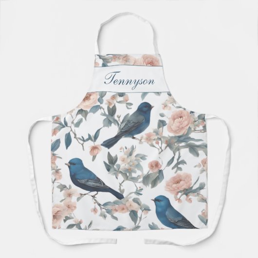 ヴィンテージフランスのハウスモノグラムチノワセリーネイビー エプロン (正面)