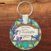 ヴィンテージフランスのバイオレットティール(緑がかった色)紫金ゴールド キーホルダー (正面)