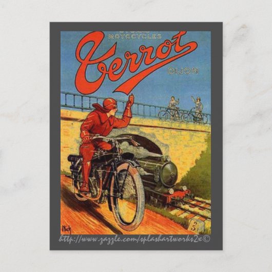 「ヴィンテージフランスのバイク広告」 ポストカード (正面)