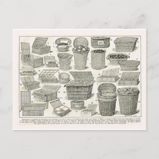 ヴィンテージフランスのバスケット ポストカード (正面)