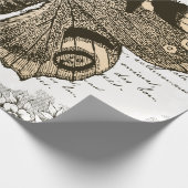 ヴィンテージフランスのバタフライラッピング紙 ラッピングペーパー (角)