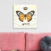ヴィンテージフランスのバタフライ キャンバスプリント (インサイチュ (リビング))