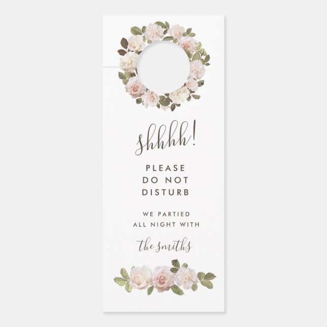 ヴィンテージフランスのバラがドアハンガーを邪魔しない ドアノブサイン (正面)