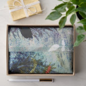 ヴィンテージフランスのバラの青いデコページ 薄葉紙 (ギフト)