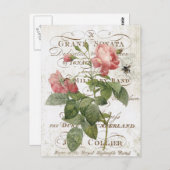 ヴィンテージフランスのバラはがき ポストカード (正面/裏面)