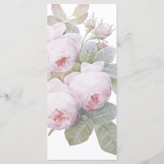 ヴィンテージフランスのバラウェディングレセプションフラットメニュー メニュー (裏面)