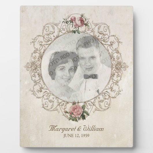 ヴィンテージフランスのバラフォトフレーム フォトプラーク (正面)