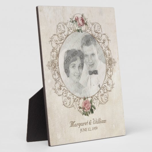 ヴィンテージフランスのバラフォトフレーム フォトプラーク (側面)