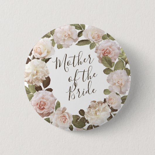 ヴィンテージフランスのバラマザー・オブ・ザ・ブライドボタン 缶バッジ (正面)