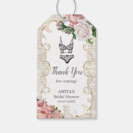 ヴィンテージフランスのバラランジェリーブライダルシャワー ギフトタグ