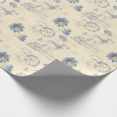 ヴィンテージフランスのバラレディビーフラワーポストカード ラッピングペーパー (角)