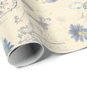 ヴィンテージフランスのバラレディビーフラワーポストカード ラッピングペーパー (ロールコーナー)