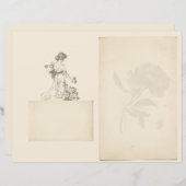 ヴィンテージフランスのバラ女性スクラップブック仕訳帳ページ (正面/裏面)