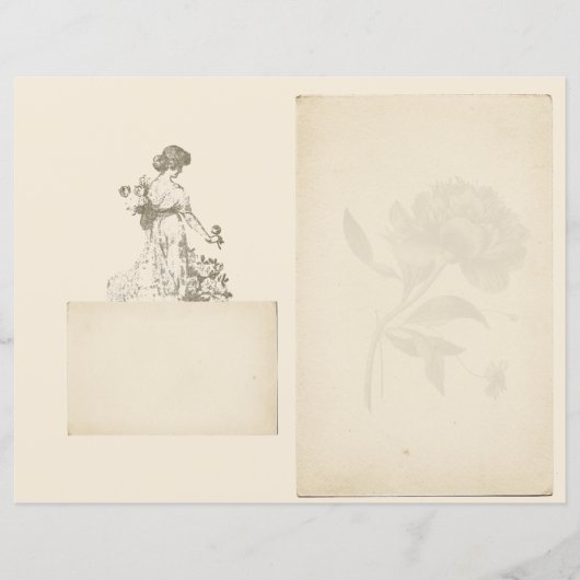 ヴィンテージフランスのバラ女性スクラップブック仕訳帳ページ (正面)