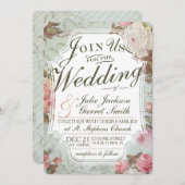 ヴィンテージフランスのバラ庭園の結婚式招待状 招待状 (正面/裏面)