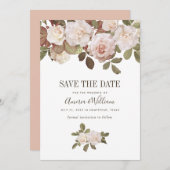 ヴィンテージフランスのバラ日付カードの保存 招待状 (正面/裏面)