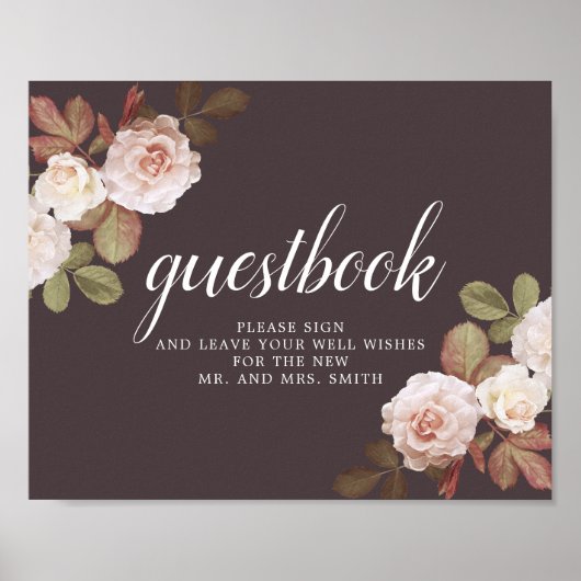 ヴィンテージフランスのバラ結婚式の引き出物サイン – ピンク ポスター (正面)