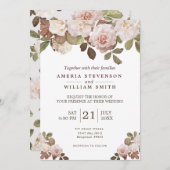 ヴィンテージフランスのバラ結婚式招待状 招待状 (正面/裏面)