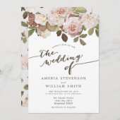 ヴィンテージフランスのバラ結婚式招待状 招待状 (正面/裏面)