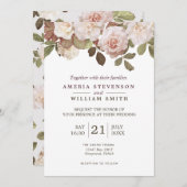 ヴィンテージフランスのバラ結婚式招待状 招待状 (正面/裏面)