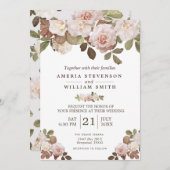 ヴィンテージフランスのバラ結婚式招待状 招待状 (正面/裏面)