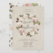 ヴィンテージフランスのバラ結婚式招待状 招待状 (正面/裏面)